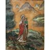 QUADRO DIPINTO su SETA P.T. Shen MADONNA BAMBINO PAESAGGIO CINESE PAINTING SILK 