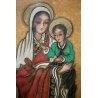 QUADRO DIPINTO su SETA P.T. Shen MADONNA BAMBINO PAESAGGIO CINESE PAINTING SILK 