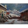 ANTICO QUADRO Benedetto Ghivarello 1929 PAESAGGIO BORGO MONTANO TORINESE NEVE 