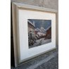 ANTICO QUADRO Benedetto Ghivarello 1929 PAESAGGIO BORGO MONTANO TORINESE NEVE 