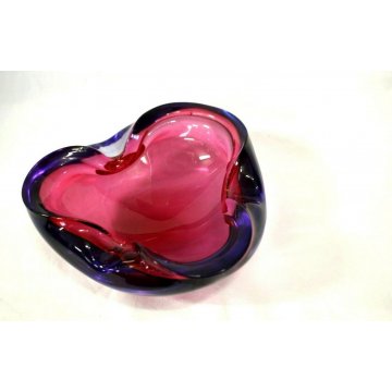 POSACENERE VETRO MURANO SOMMERSO TRASPARENTE ROSA VIOLA  ART GLASS PINK VIOLET