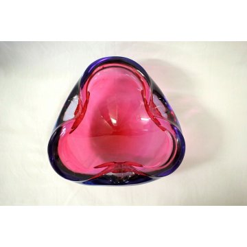 POSACENERE VETRO MURANO SOMMERSO TRASPARENTE ROSA VIOLA  ART GLASS PINK VIOLET