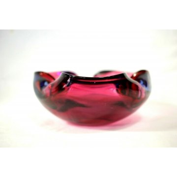 POSACENERE VETRO MURANO SOMMERSO TRASPARENTE ROSA VIOLA  ART GLASS PINK VIOLET