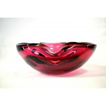 POSACENERE VETRO MURANO SOMMERSO TRASPARENTE ROSA VIOLA  ART GLASS PINK VIOLET