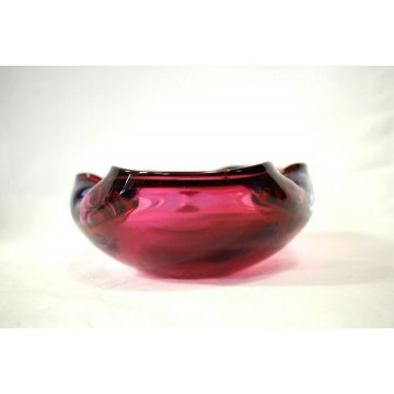 POSACENERE VETRO MURANO SOMMERSO TRASPARENTE ROSA VIOLA  ART GLASS PINK VIOLET