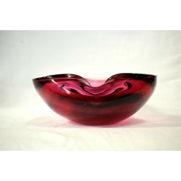 POSACENERE VETRO MURANO SOMMERSO TRASPARENTE ROSA VIOLA  ART GLASS PINK VIOLET