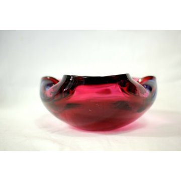 POSACENERE VETRO MURANO SOMMERSO TRASPARENTE ROSA VIOLA  ART GLASS PINK VIOLET