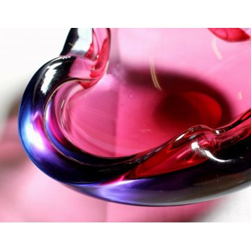 POSACENERE VETRO MURANO SOMMERSO TRASPARENTE ROSA VIOLA  ART GLASS PINK VIOLET