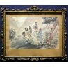 ANTICO QUADRO DIPINTO CINA CARTONE P.T. Shen PAESAGGIO CINESE PAINTING ORIENTALE