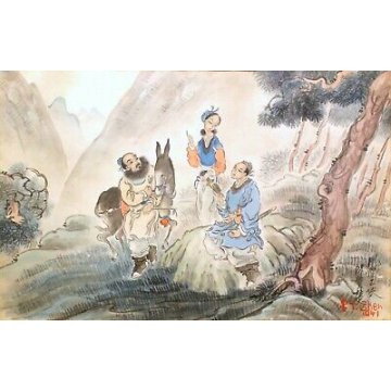 ANTICO QUADRO DIPINTO CINA CARTONE P.T. Shen PAESAGGIO CINESE PAINTING ORIENTALE