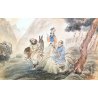 ANTICO QUADRO DIPINTO CINA CARTONE P.T. Shen PAESAGGIO CINESE PAINTING ORIENTALE