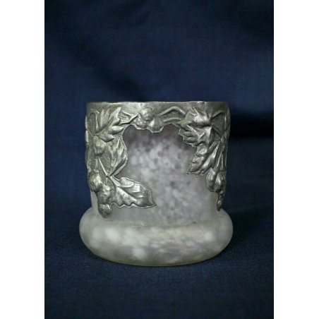 ANTICO VASO PASTA DI VETRO DECORO PELTRO GLASS VASE ART NOUVEAU primi '900