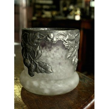 ANTICO VASO PASTA DI VETRO DECORO PELTRO GLASS VASE ART NOUVEAU primi '900