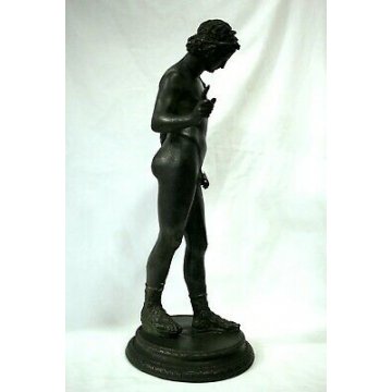 ANTICA SCULTURA STATUA BRONZO NARCISO di POMPEI NARCISSUS FONDERIA Sommer Napoli