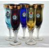 SET 5 BICCHIERI COLORATI FLUTE CHAMPAGNE Libertas San Marino VINTAGE VETRO ORO 