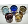 SET 5 BICCHIERI COLORATI FLUTE CHAMPAGNE Libertas San Marino VINTAGE VETRO ORO 
