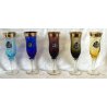 SET 5 BICCHIERI COLORATI FLUTE CHAMPAGNE Libertas San Marino VINTAGE VETRO ORO 