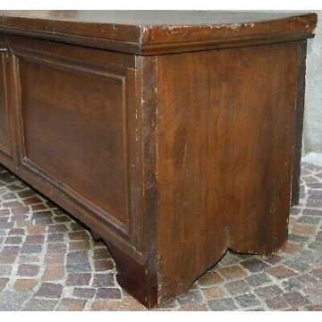 ANTICA CASSAPANCA PIEMONTESE epoca 1800 legno NOCE OLD WOOD CHEST BAULE NUZIALE