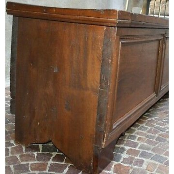 ANTICA CASSAPANCA PIEMONTESE epoca 1800 legno NOCE OLD WOOD CHEST BAULE NUZIALE