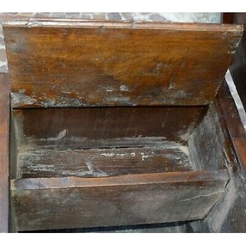 ANTICA CASSAPANCA PIEMONTESE epoca 1800 legno NOCE OLD WOOD CHEST BAULE NUZIALE