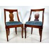 Coppia di sedie a gondola in legno di noce, imbottite