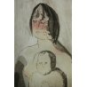 SERIGRAFIA ACQUERELLATA LITOGRAFIA ARTE DISEGNO EPOCA MADRE BIMBO MATERNITA
