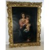 ANTICO QUADRO MURILLO DIPINTO OLIO TELA CORNICE IMPONENTE EPOCA DONNA BAMBINO