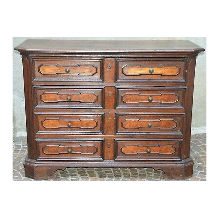 ANTICO COMO CANTERANO NOCE 1700 MOBILE CASSETTONE LOMBARDO SCOLPITO FORMELLE