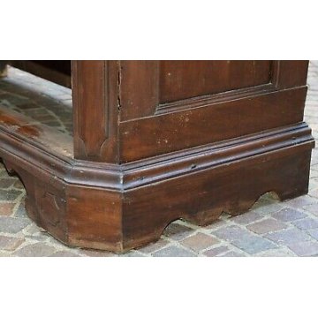 ANTICO COMO CANTERANO NOCE 1700 MOBILE CASSETTONE LOMBARDO SCOLPITO FORMELLE