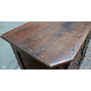 ANTICO COMO CANTERANO NOCE 1700 MOBILE CASSETTONE LOMBARDO SCOLPITO FORMELLE