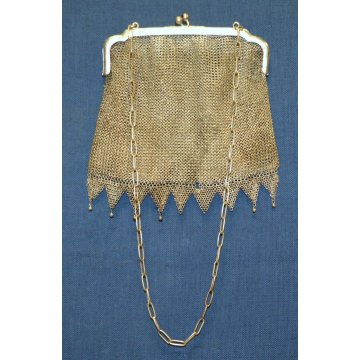 ANTICA VITTORIANA BORSA BORSETTA METALLO MAGLIA di RETE PORTAMONETE POCHETTEE 