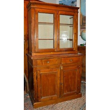 ANTICA CREDENZA Piemontese BUFFET LEGNO DISPENSA VETRINA OLD SHOWCASE CABINET