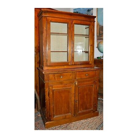 ANTICA CREDENZA Piemontese BUFFET LEGNO DISPENSA VETRINA OLD SHOWCASE CABINET