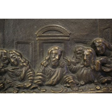  ANTICA SCULTURA BASSORILIEVO in BRONZO ULTIMA CENA Last Supper GESU' APOSTOLI