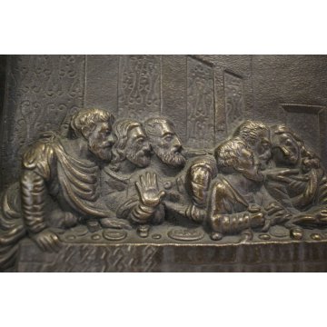  ANTICA SCULTURA BASSORILIEVO in BRONZO ULTIMA CENA Last Supper GESU' APOSTOLI