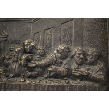  ANTICA SCULTURA BASSORILIEVO in BRONZO ULTIMA CENA Last Supper GESU' APOSTOLI