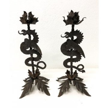 Coppia candelabri, dragoni...