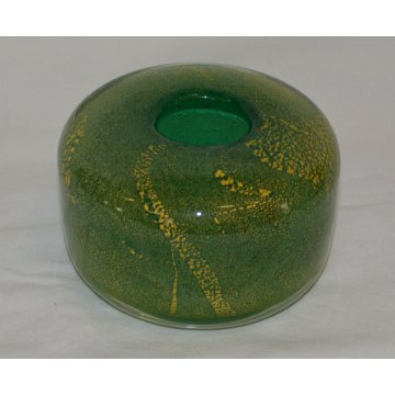 VASO VENINI MURANO VENEZIA DESIGN CARLO SCARPA 1930 SOMMERSI ORO VETRO VERDE OLD