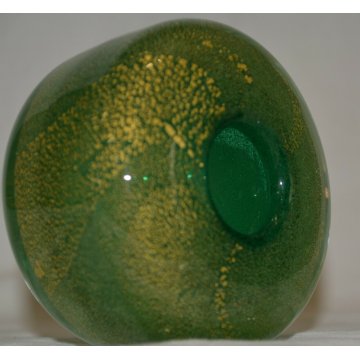 VASO VENINI MURANO VENEZIA DESIGN CARLO SCARPA 1930 SOMMERSI ORO VETRO VERDE OLD