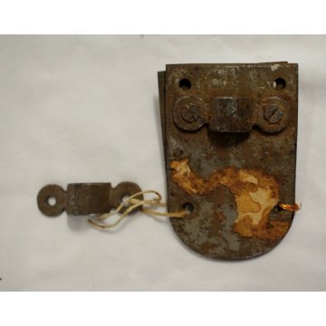 GRANDE RARA ANTICA SERRATURA ferro battuto con CHIAVE 800 DOOR LOCK IRON KEY   