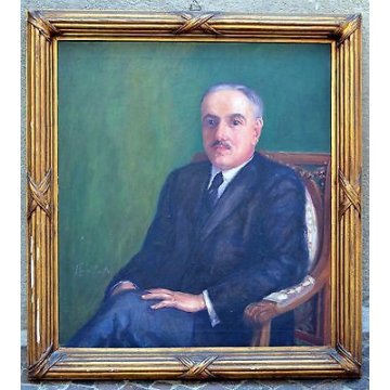 ANTICO QUADRO RITRATTO MUSEALE ARMANDO FIGALLO UOMO NOBILE DIPINTO OLIO TELA