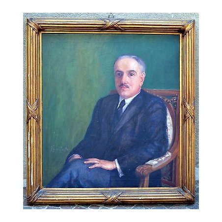  ANTICO QUADRO RITRATTO MUSEALE ARMANDO FIGALLO UOMO NOBILE DIPINTO OLIO TELA