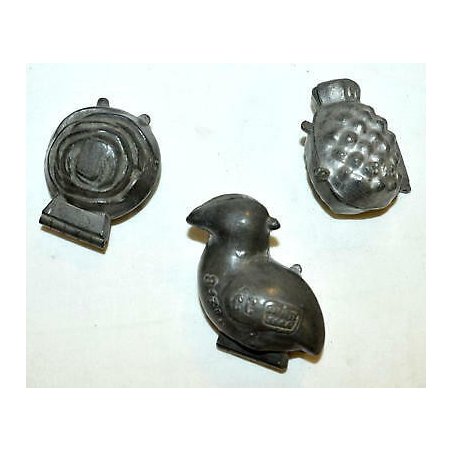 ANTICO 3PZ STAMPO STAMPI per CIOCCOLATO PELTRO '800 OLD MOULD MOLD PEWTER DUCK  
