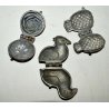 ANTICO 3PZ STAMPO STAMPI per CIOCCOLATO PELTRO '800 OLD MOULD MOLD PEWTER DUCK  