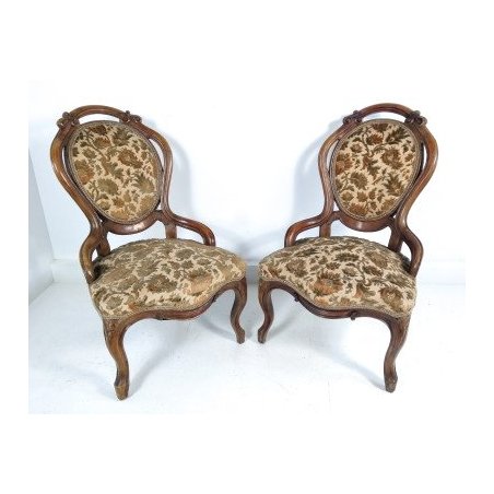 Coppia poltrone bergere liberty in noce