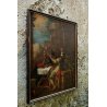 ANTICO QUADRO DIPINTO OLIO TELA "Cena di  Emmaus" Gesù 1700 RELIGIOSO 71x59 cm  