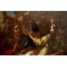 ANTICO QUADRO DIPINTO OLIO TELA "Cena di  Emmaus" Gesù 1700 RELIGIOSO 71x59 cm  