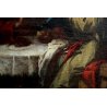 ANTICO QUADRO DIPINTO OLIO TELA "Cena di  Emmaus" Gesù 1700 RELIGIOSO 71x59 cm  