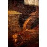 ANTICO QUADRO DIPINTO OLIO TELA "Cena di  Emmaus" Gesù 1700 RELIGIOSO 71x59 cm  