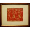 PICCOLO QUADRO DISEGNO SANGUIGNA F. Vellan GIROTONDO DANZA COSTUME TRADIZIONALE